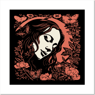 Linocut Woman Posters and Art